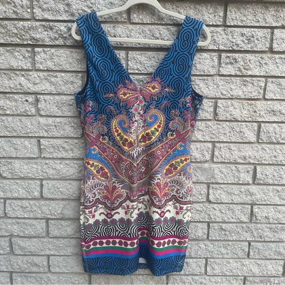 Bebe Deja Vu Paisley Boho Print Sheath Dress Women's Size Large - Picture 4 of 7